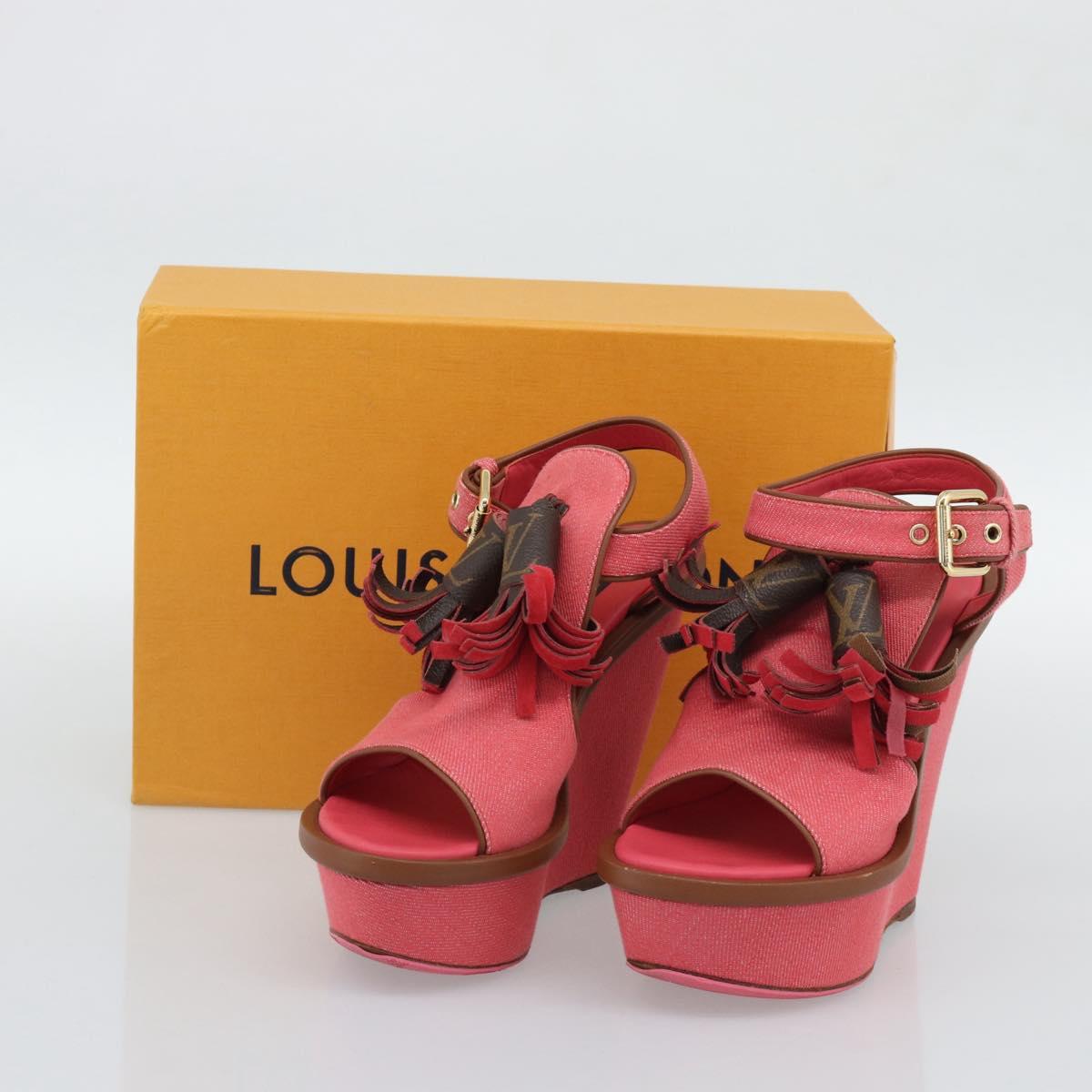 LOUIS VUITTON Monogram Tassel Sandals EU35 Pink LV Auth ar14147M