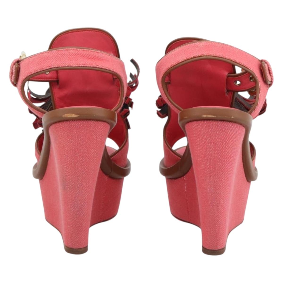 LOUIS VUITTON Monogram Tassel Sandals EU35 Pink LV Auth ar14147M