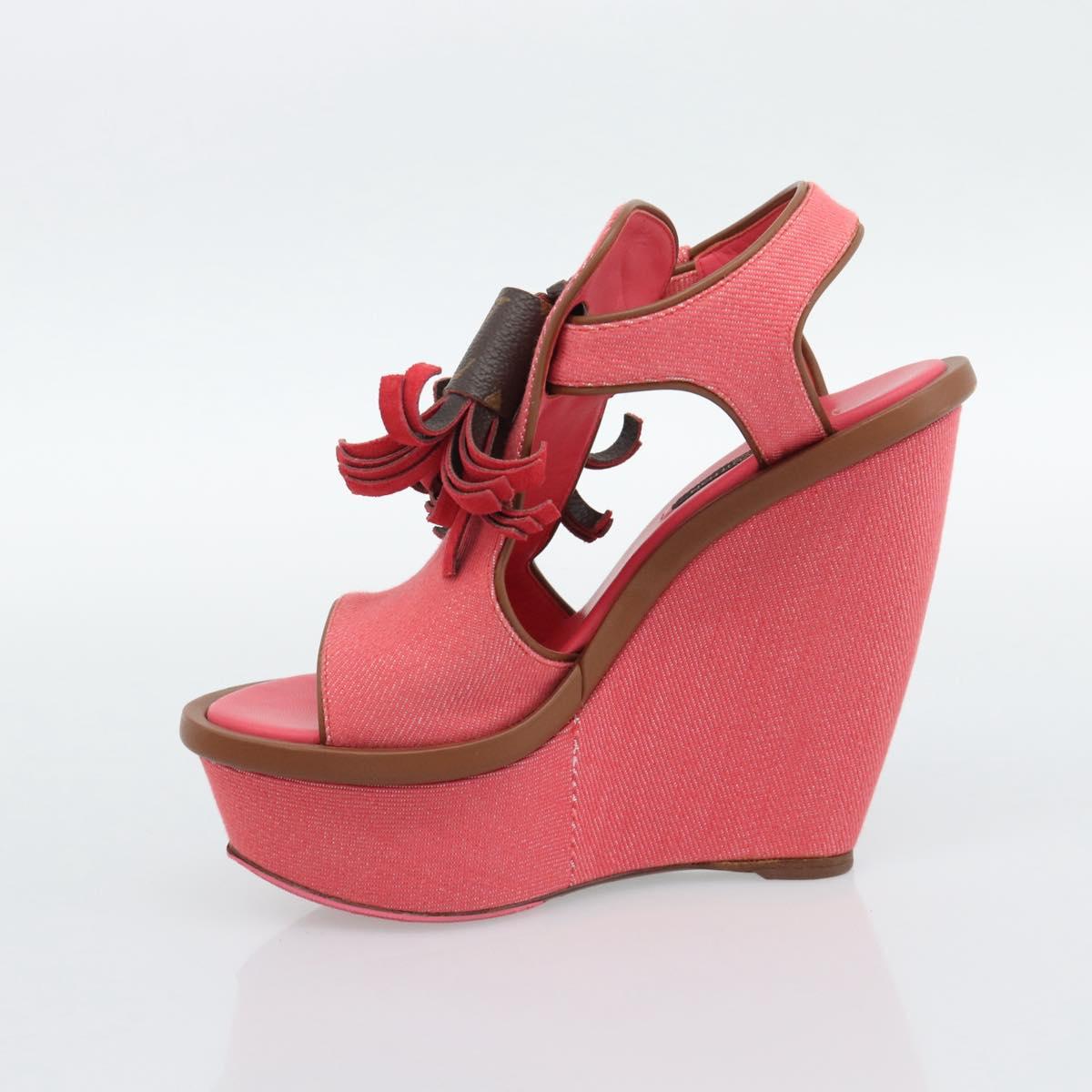 LOUIS VUITTON Monogram Tassel Sandals EU35 Pink LV Auth ar14147M
