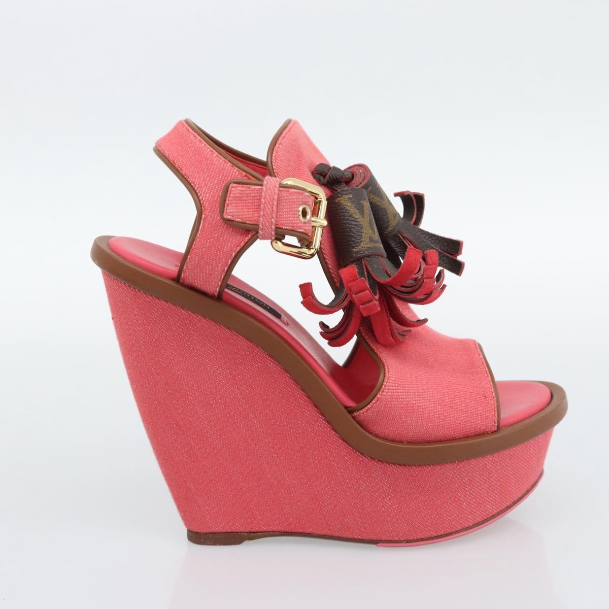 LOUIS VUITTON Monogram Tassel Sandals EU35 Pink LV Auth ar14147M