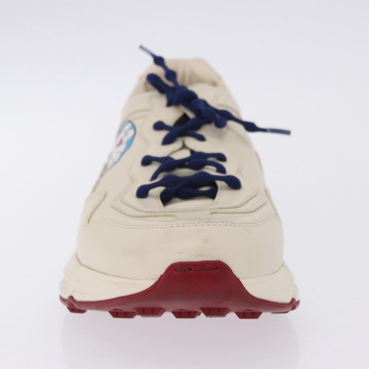 GUCCI Doraemon Sneakers Leather White Blue 655025 Auth ar14148