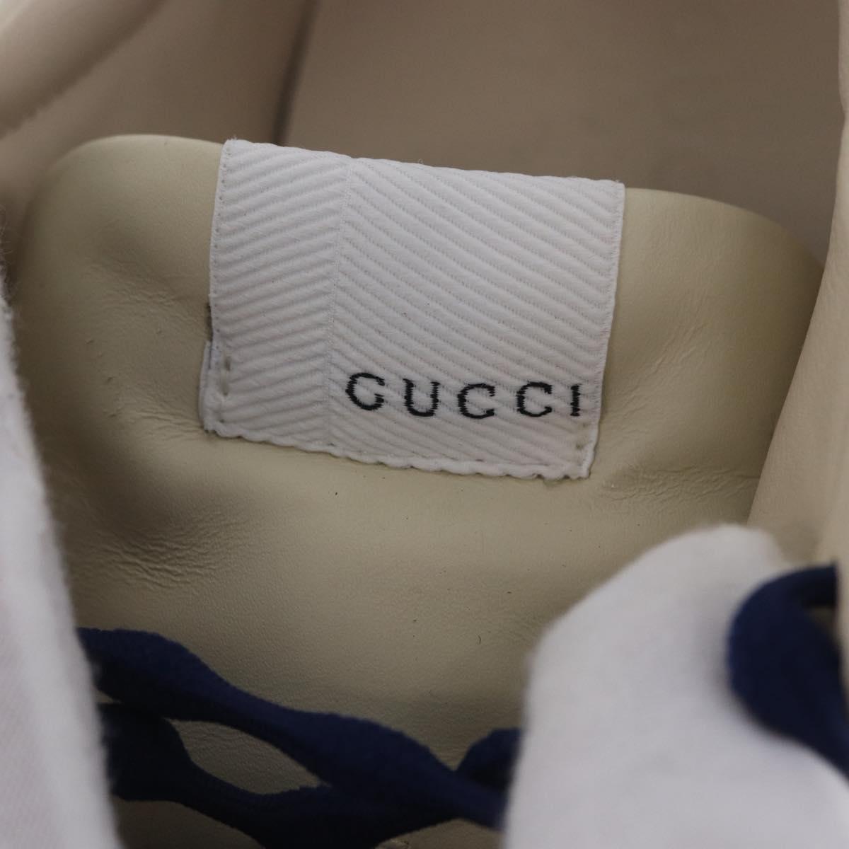 GUCCI Doraemon Sneakers Leather White Blue 655025 Auth ar14148