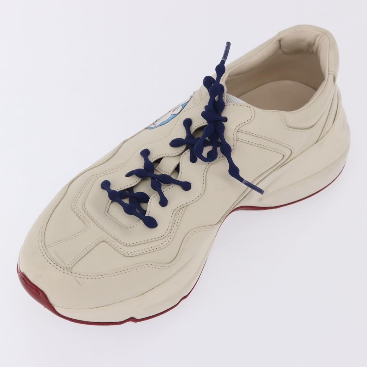 GUCCI Doraemon Sneakers Leather White Blue 655025 Auth ar14148