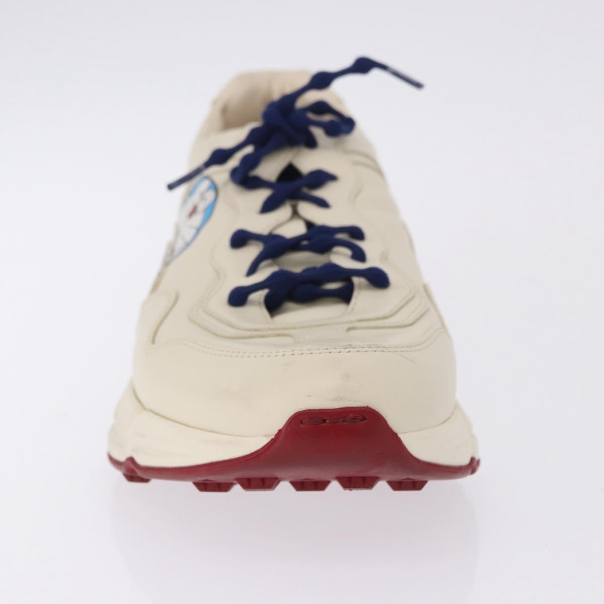 GUCCI Doraemon Sneakers Leather White Blue 655025 Auth ar14148M