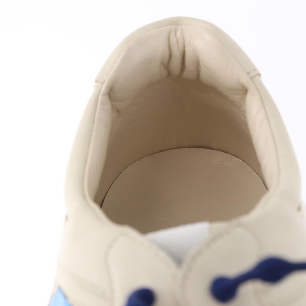 GUCCI Doraemon Sneakers Leather White Blue 655025 Auth ar14148M