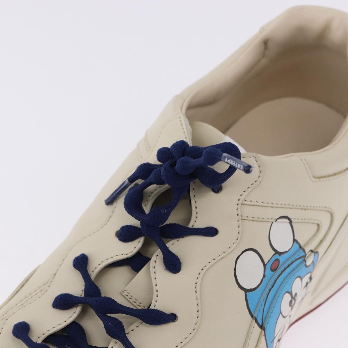 GUCCI Doraemon Sneakers Leather White Blue 655025 Auth ar14148M