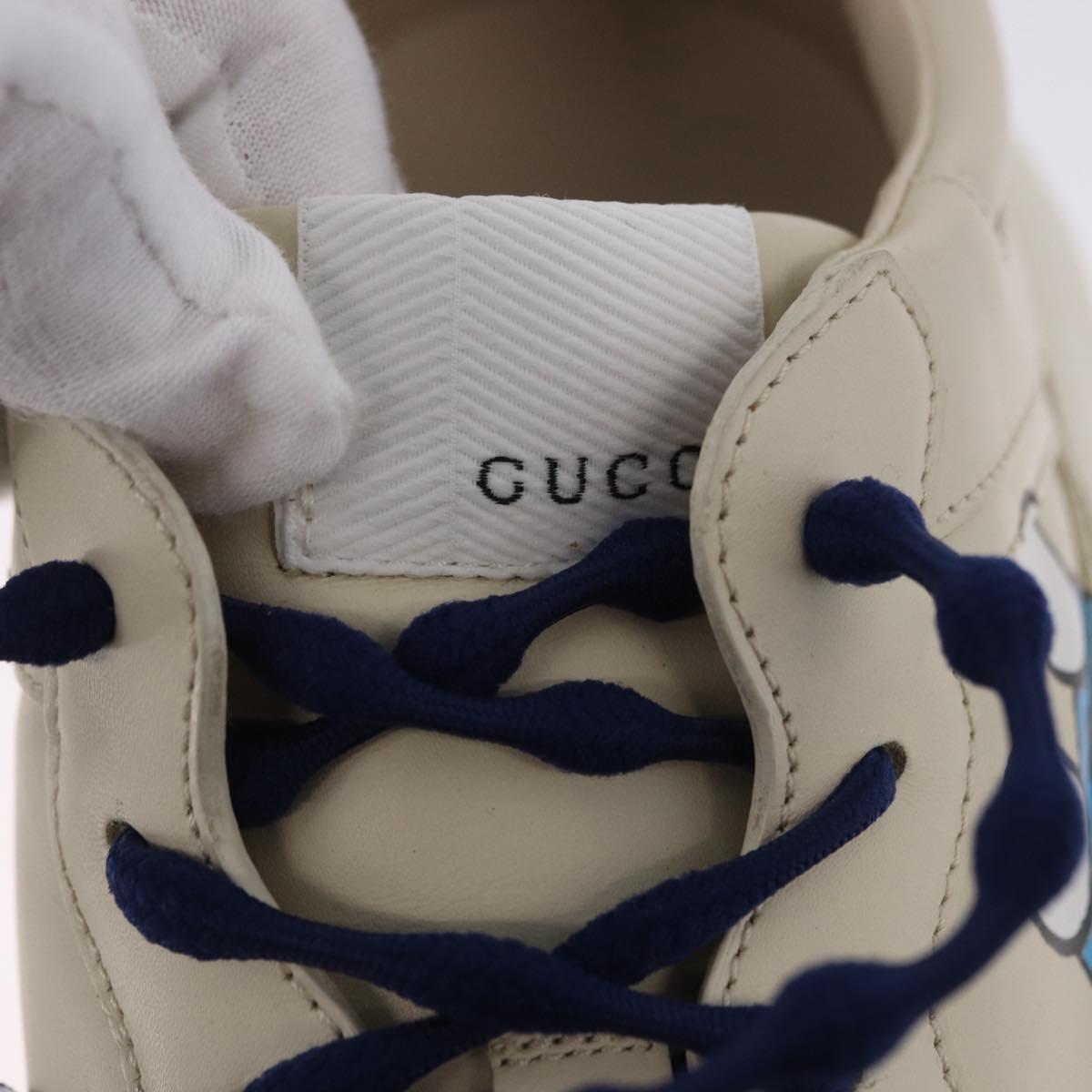 GUCCI Doraemon Sneakers Leather White Blue 655025 Auth ar14148M