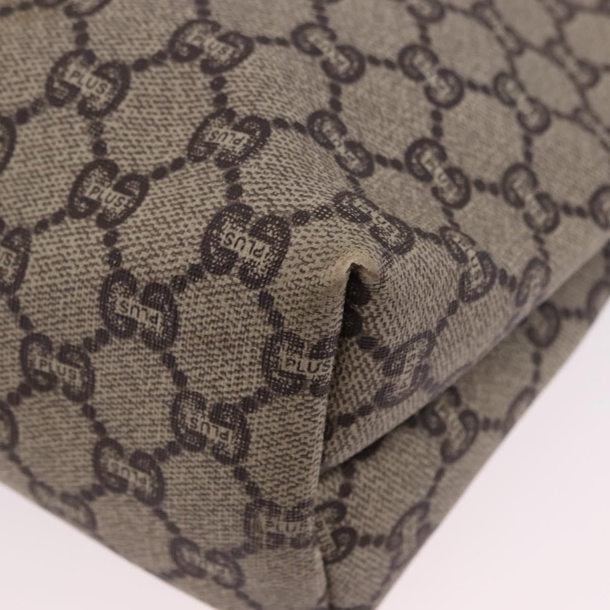 GUCCI GG Plus Supreme Web Sherry Line Tote Bag PVC Beige Gold Auth ar14150