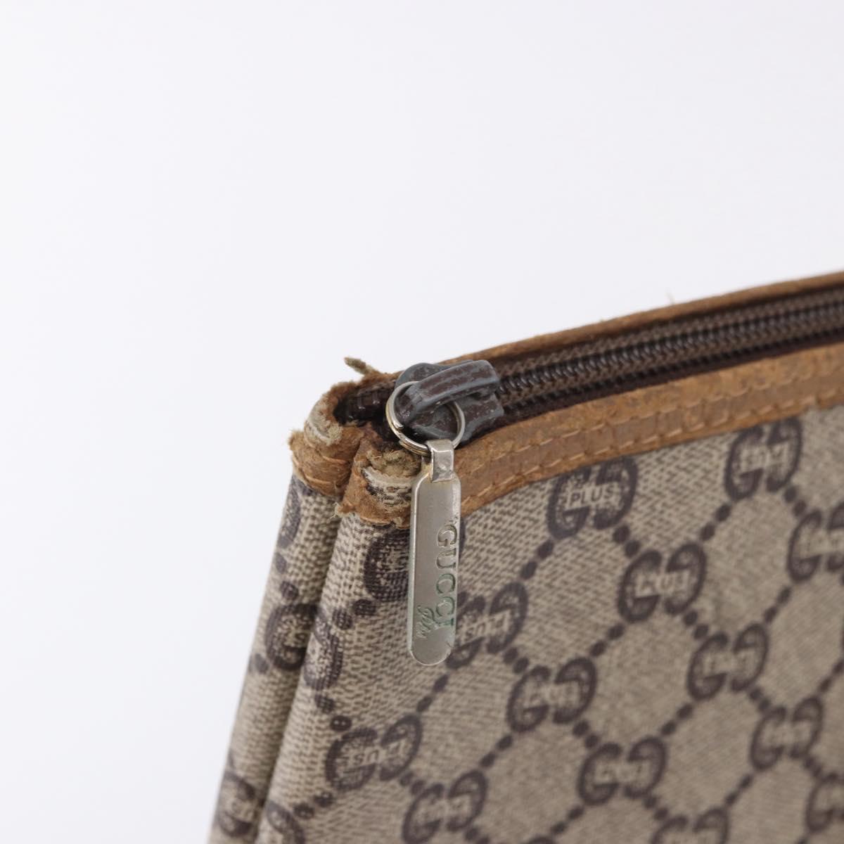 GUCCI GG Plus Supreme Web Sherry Line Tote Bag PVC Beige Gold Auth ar14150