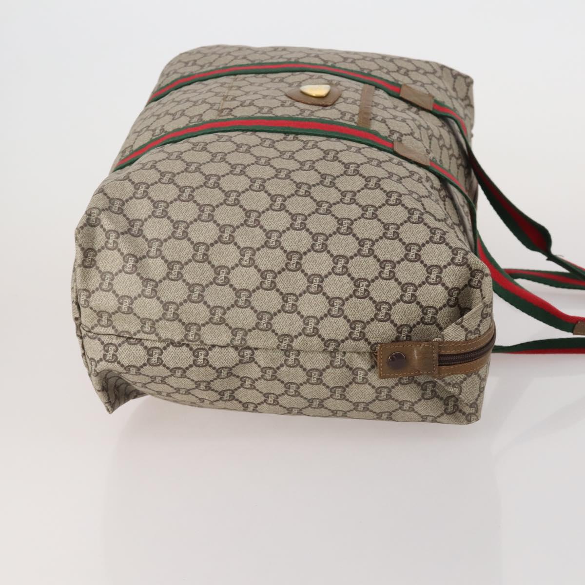 GUCCI GG Plus Supreme Web Sherry Line Hand Bag PVC 3 Set Beige Auth ar14151