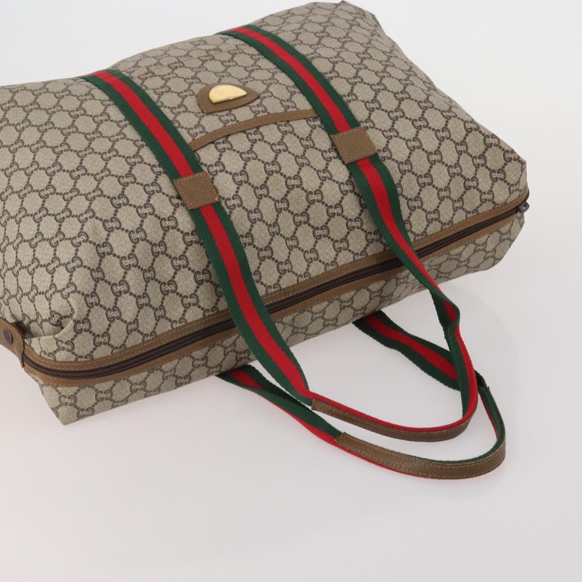 GUCCI GG Plus Supreme Web Sherry Line Hand Bag PVC 3 Set Beige Auth ar14151