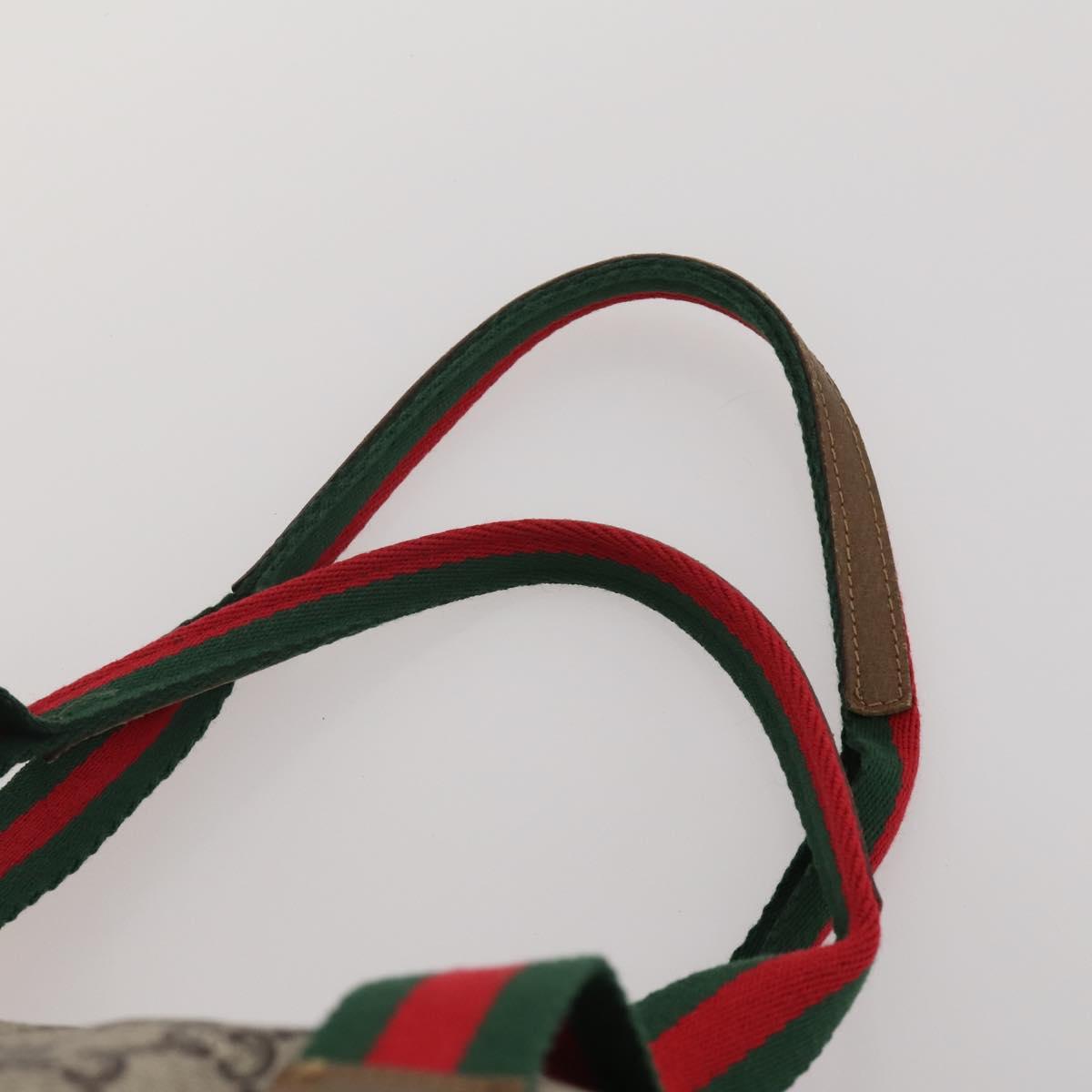 GUCCI GG Plus Supreme Web Sherry Line Hand Bag PVC 3 Set Beige Auth ar14151