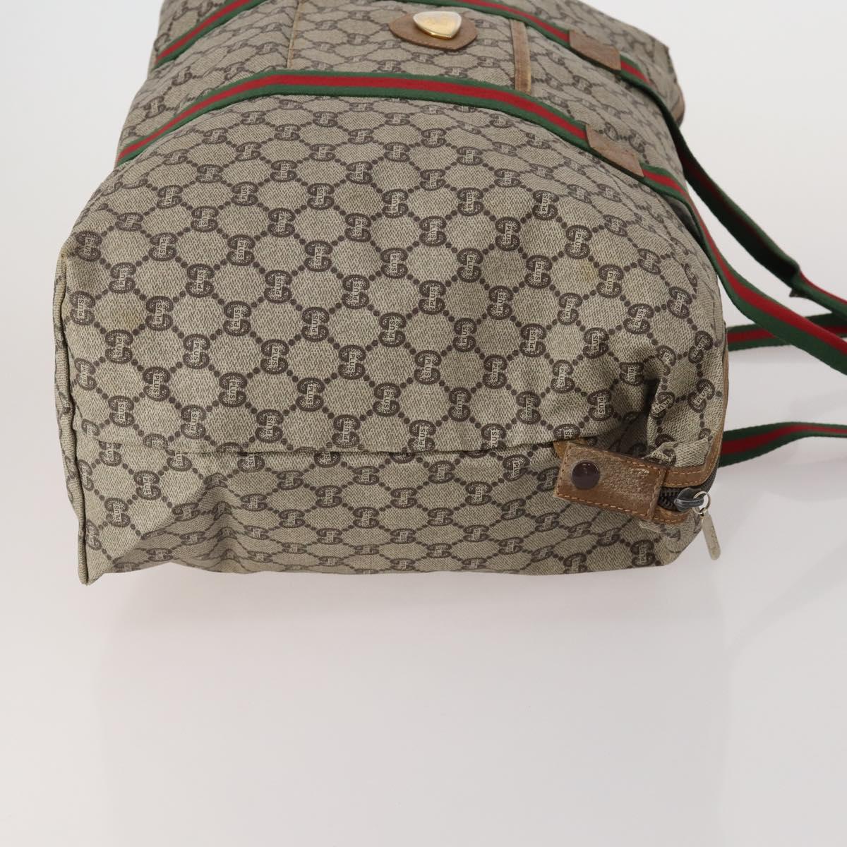 GUCCI GG Plus Supreme Web Sherry Line Hand Bag PVC 3 Set Beige Auth ar14151