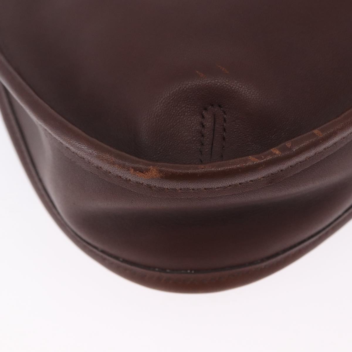 Coach Hand Bag Leather Brown Gold Auth ar14152A