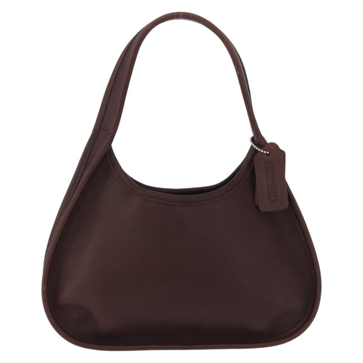 Coach Hand Bag Leather Brown Gold Auth ar14152A