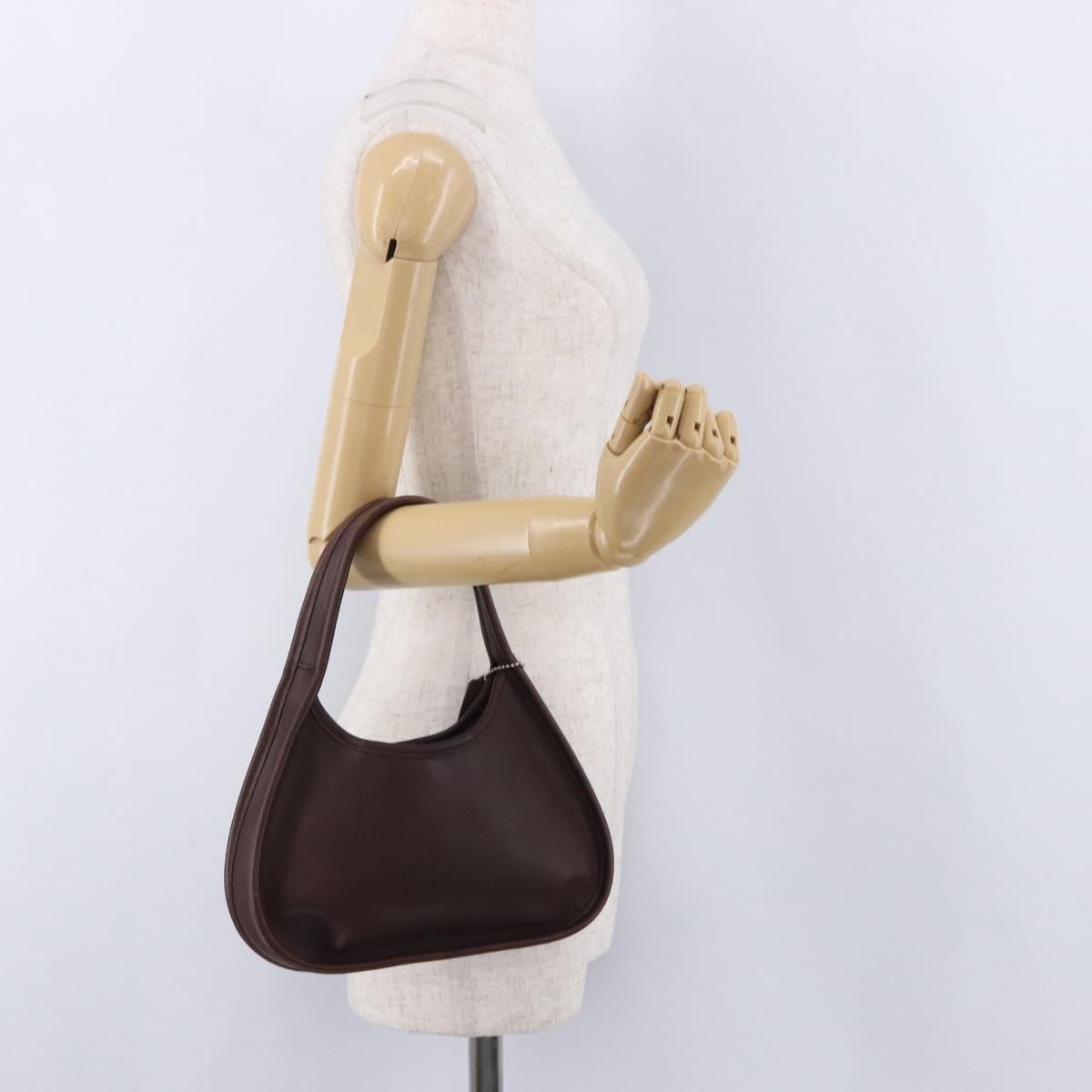 Coach Hand Bag Leather Brown Gold Auth ar14152A