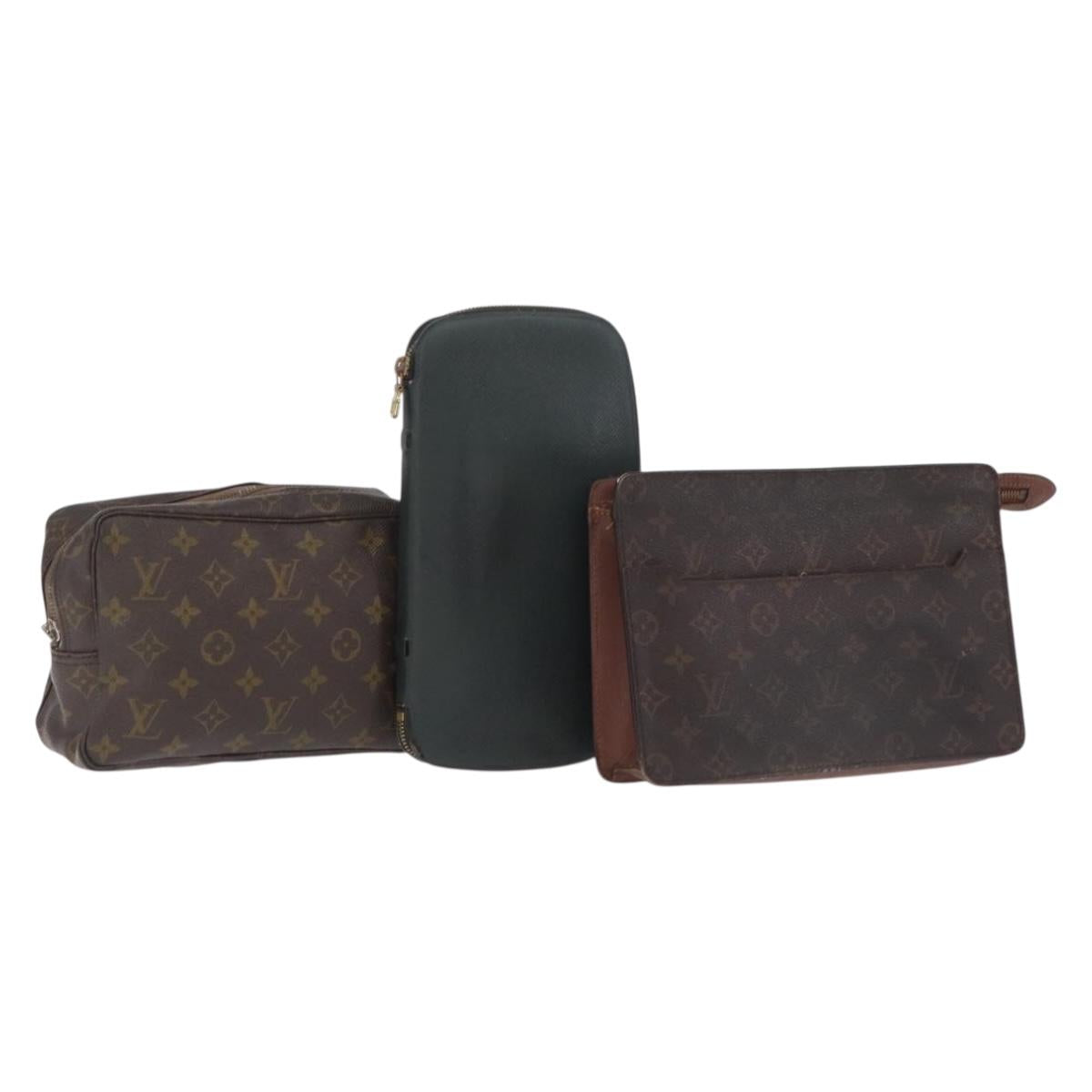 LOUIS VUITTON Monogram Clutch Bag 3 Set LV Auth ar14156