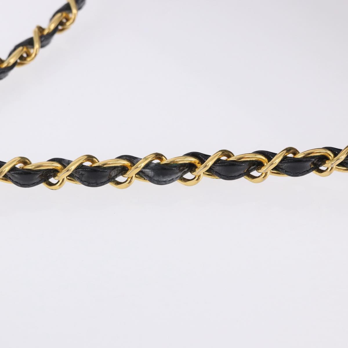 CHANEL Diana Chain Shoulder Bag Patent Black Gold Tone CC Auth ar14163A