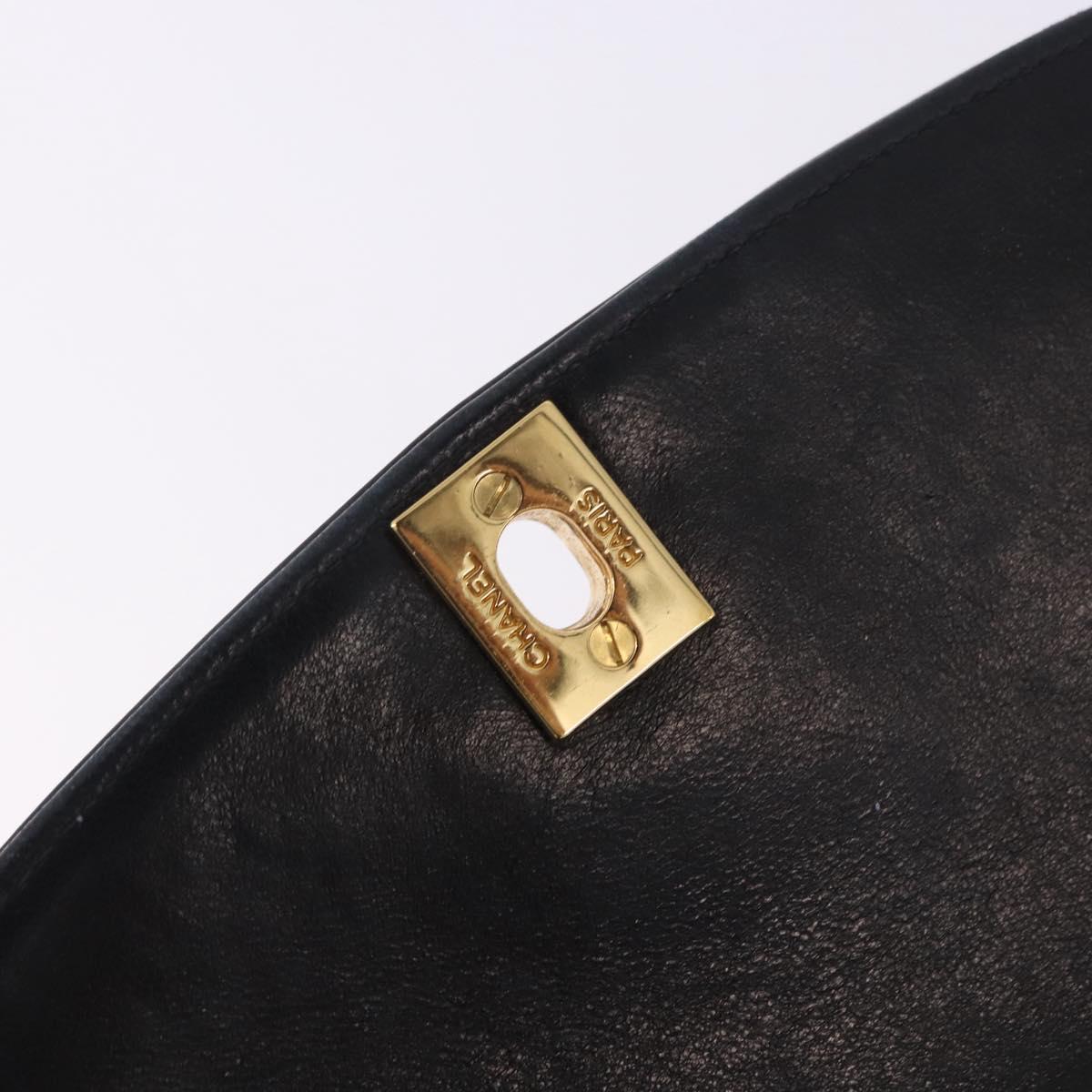 CHANEL Diana Chain Shoulder Bag Patent Black Gold Tone CC Auth ar14163A