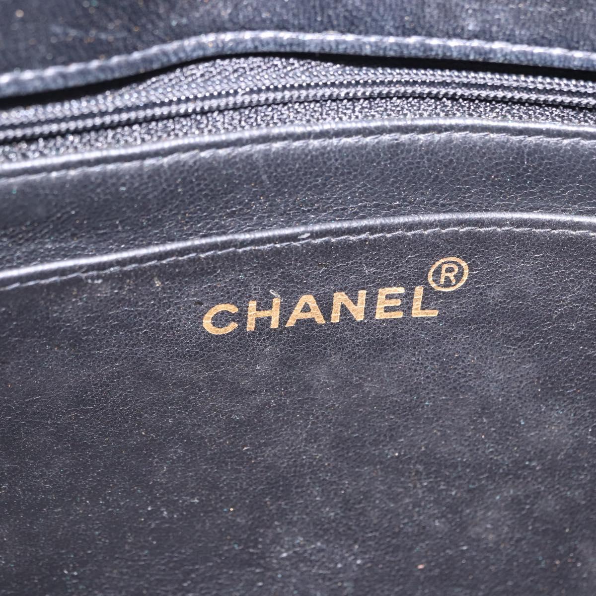 CHANEL Diana Chain Shoulder Bag Patent Black Gold Tone CC Auth ar14163A