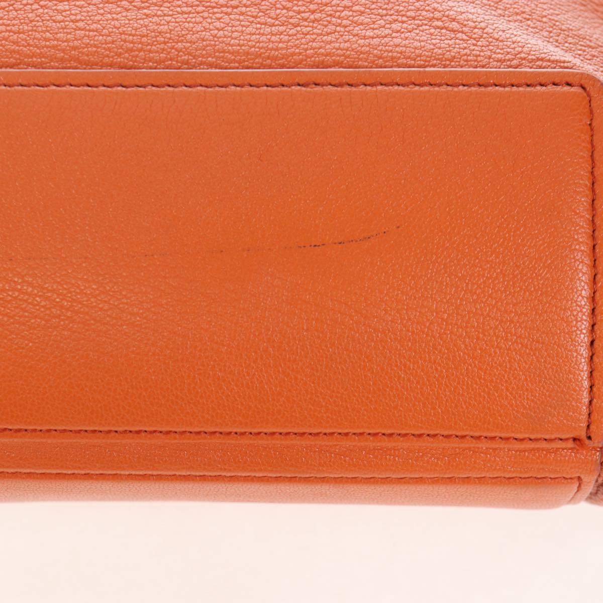 Miu Miu Tote Bag Leather Orange Gold Tone Auth ar14165V