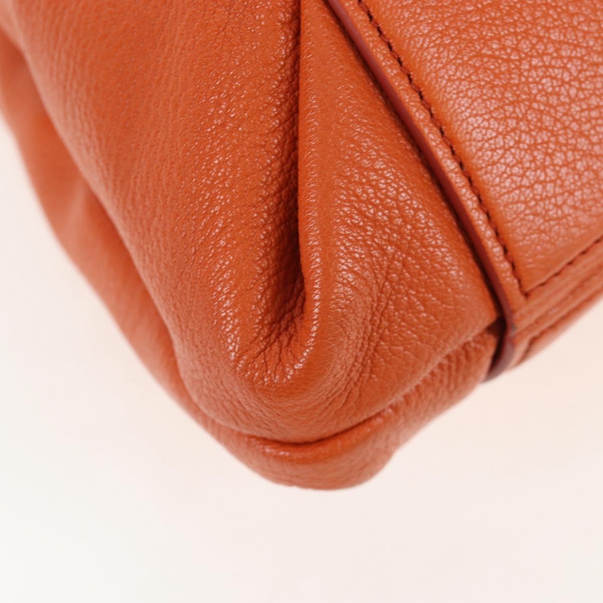 Miu Miu Tote Bag Leather Orange Gold Tone Auth ar14165V