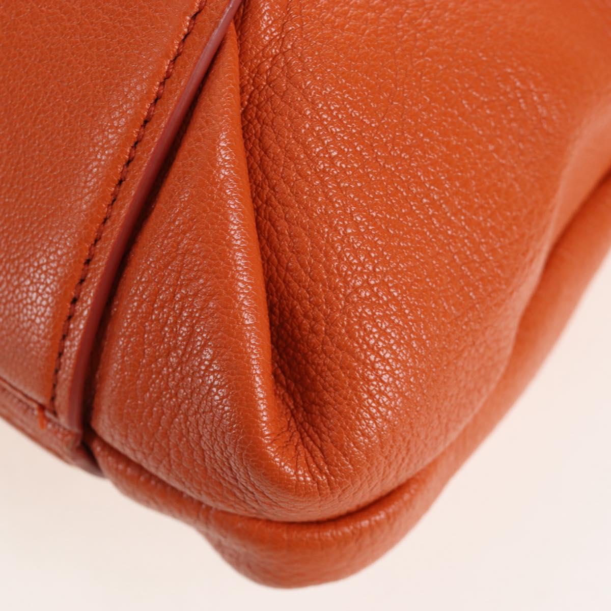 Miu Miu Tote Bag Leather Orange Gold Tone Auth ar14165V