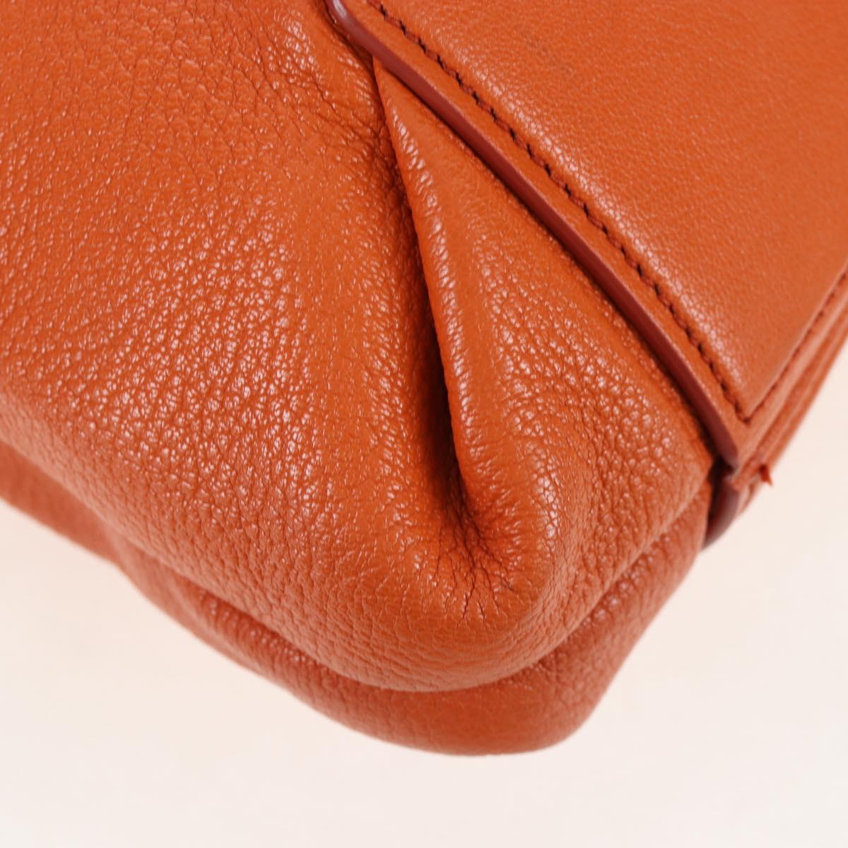 Miu Miu Tote Bag Leather Orange Gold Tone Auth ar14165V