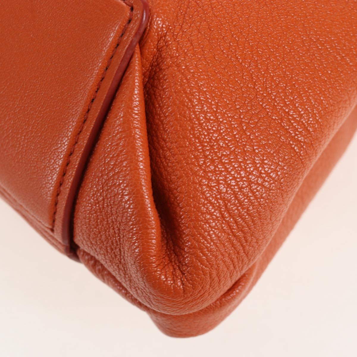 Miu Miu Tote Bag Leather Orange Gold Tone Auth ar14165V
