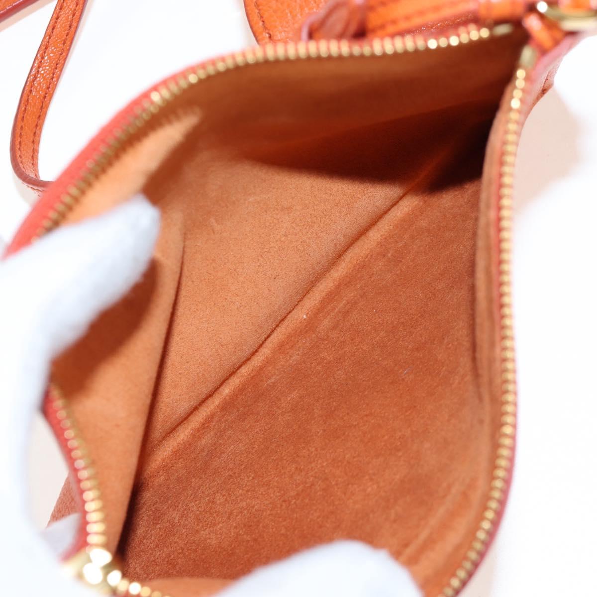 Miu Miu Tote Bag Leather Orange Gold Tone Auth ar14165V