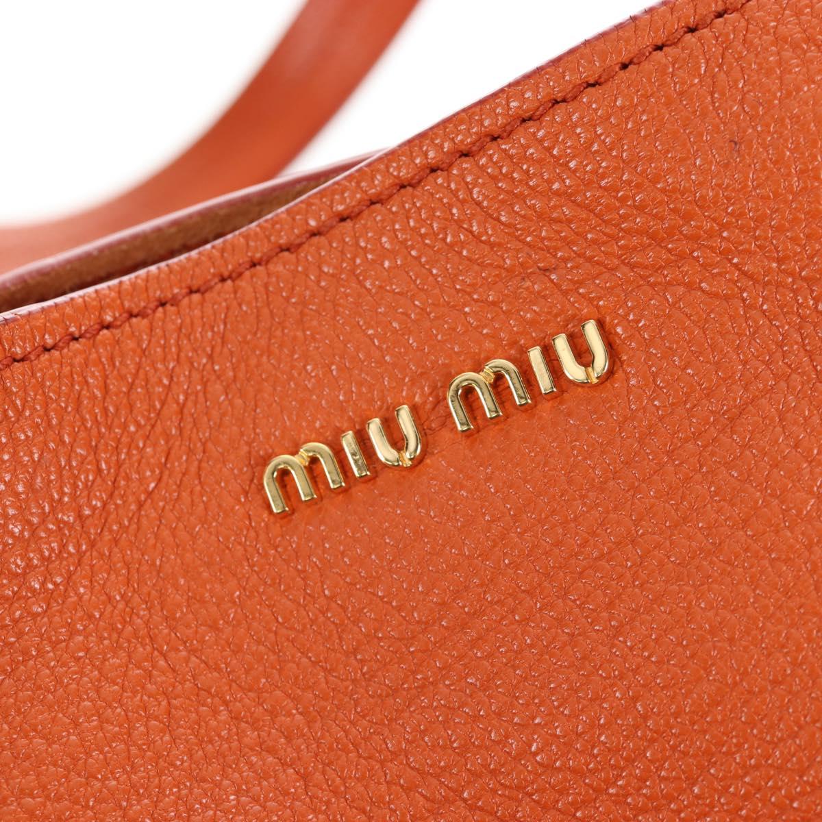 Miu Miu Tote Bag Leather Orange Gold Tone Auth ar14165V
