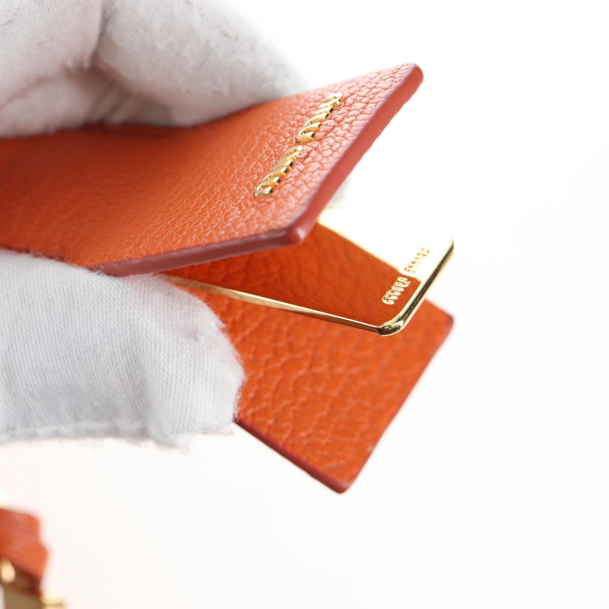 Miu Miu Tote Bag Leather Orange Gold Tone Auth ar14165V
