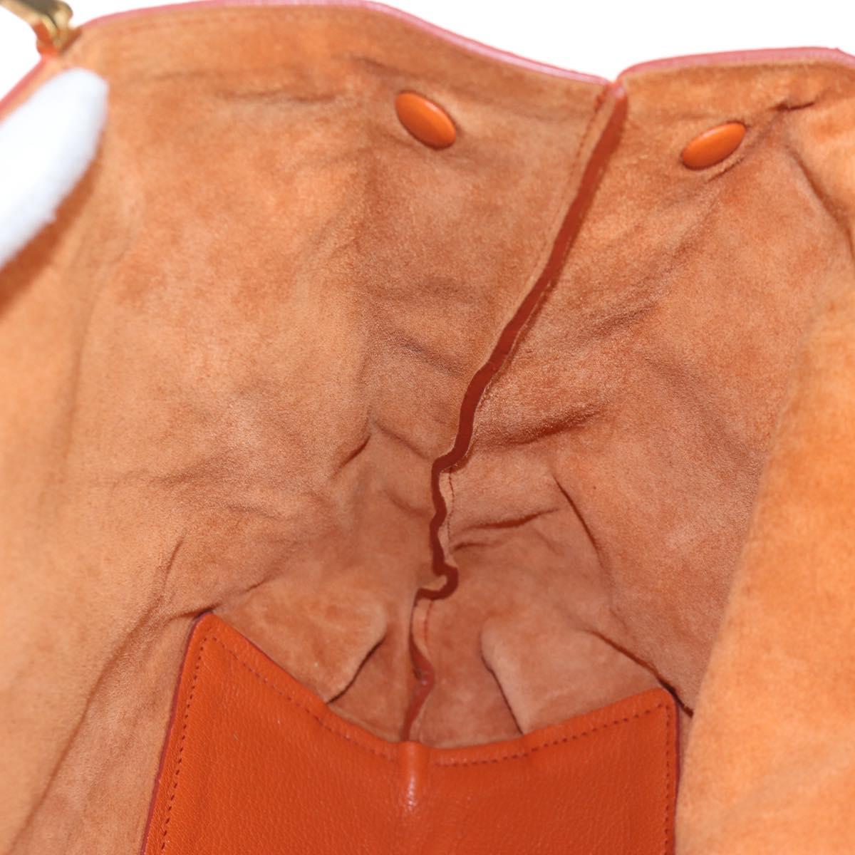 Miu Miu Tote Bag Leather Orange Gold Tone Auth ar14165V