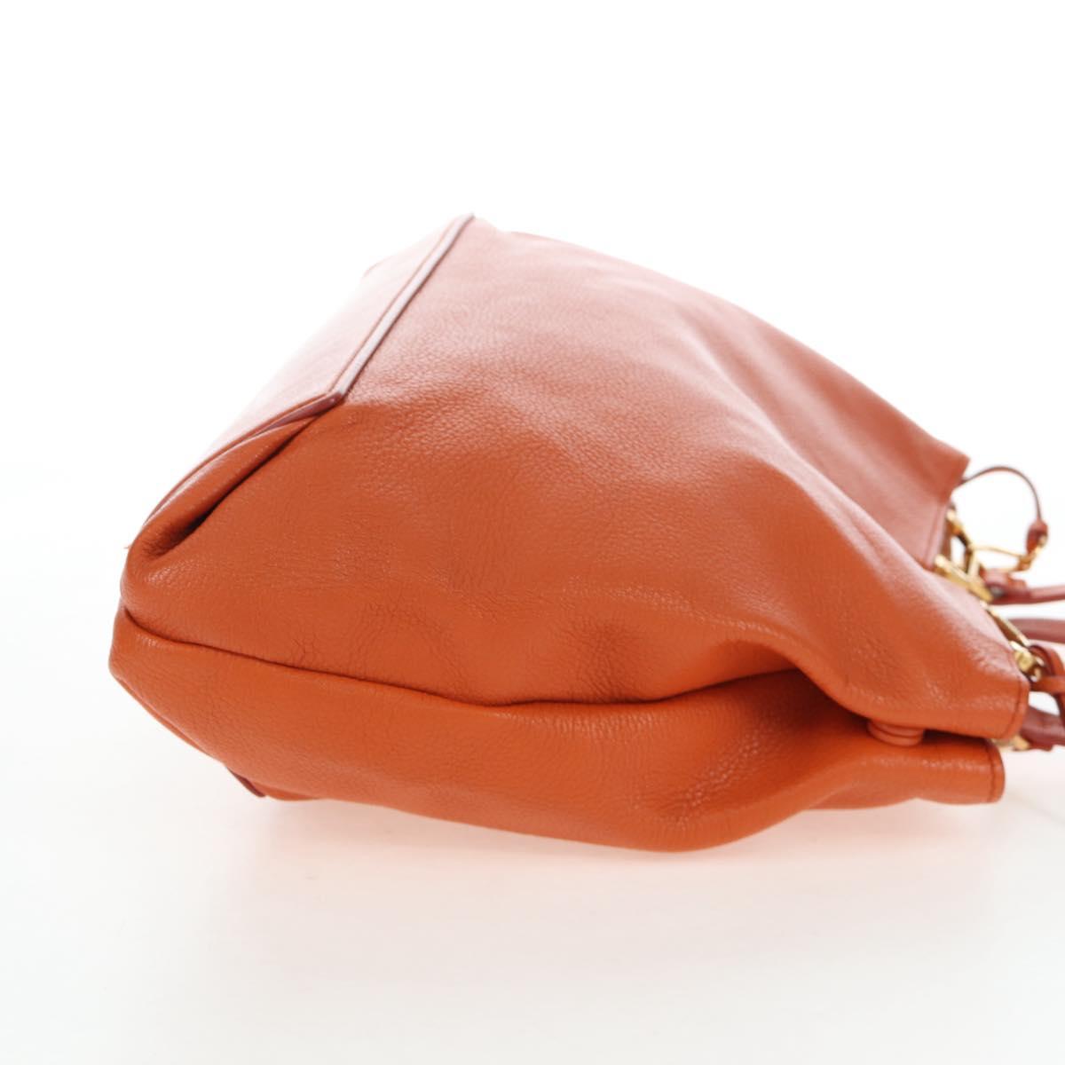 Miu Miu Tote Bag Leather Orange Gold Tone Auth ar14165V