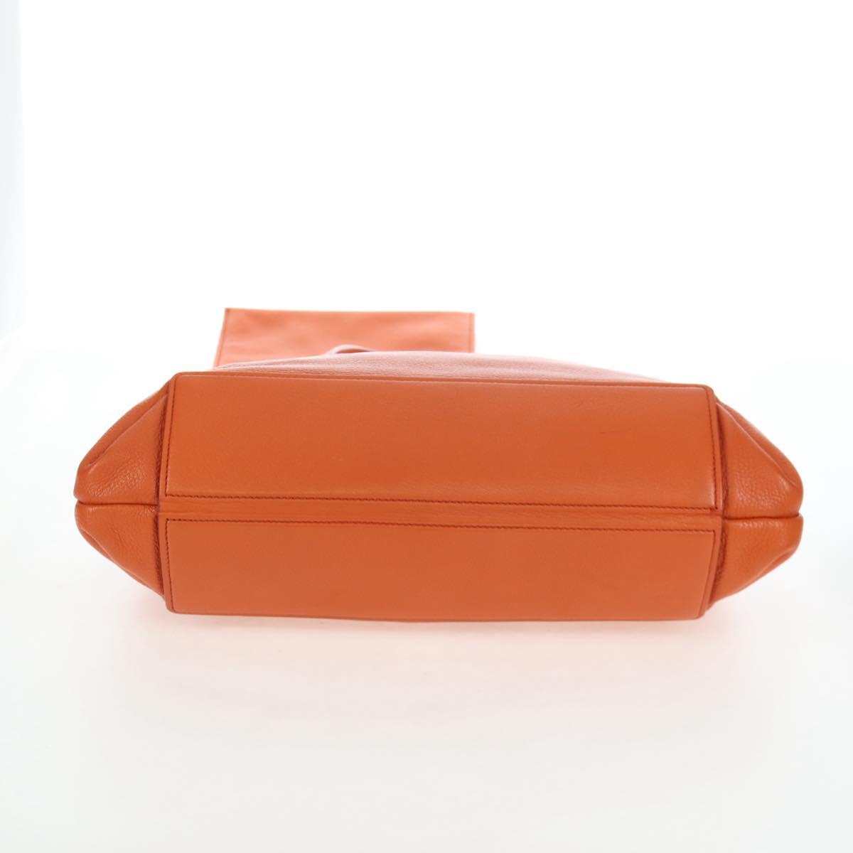 Miu Miu Tote Bag Leather Orange Gold Tone Auth ar14165V