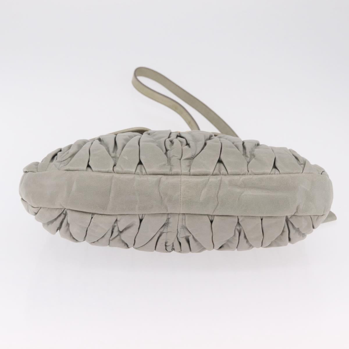 Miu Miu Matelasse Hand Bag Leather 2way Gray Gold Tone Auth ar14167V