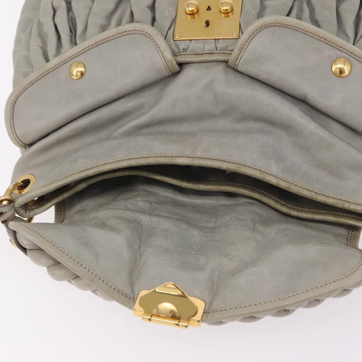 Miu Miu Matelasse Hand Bag Leather 2way Gray Gold Tone Auth ar14167V