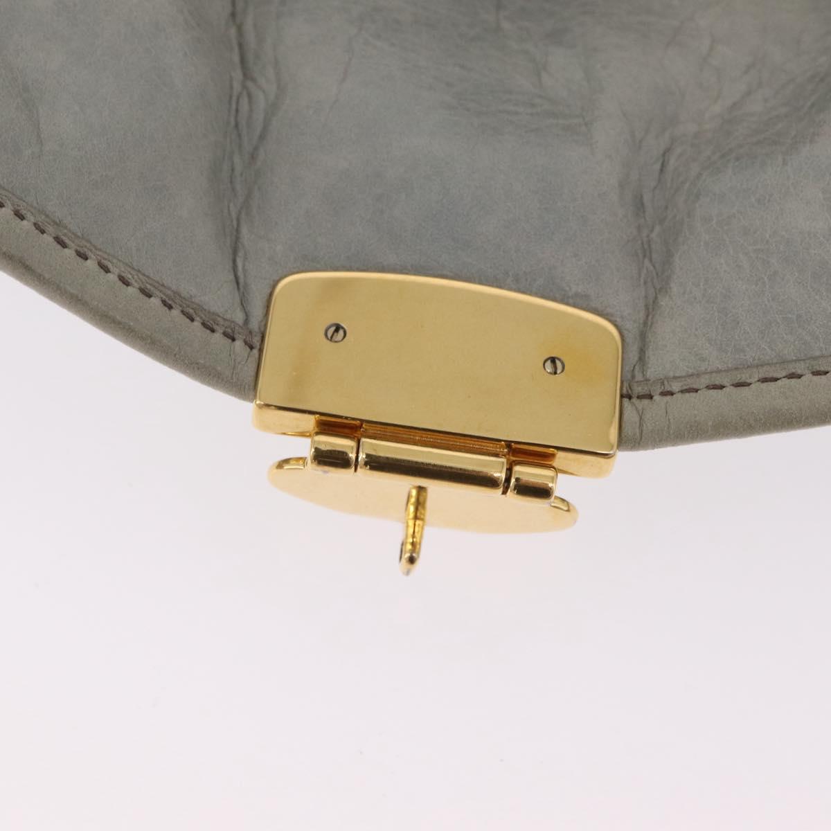 Miu Miu Matelasse Hand Bag Leather 2way Gray Gold Tone Auth ar14167V
