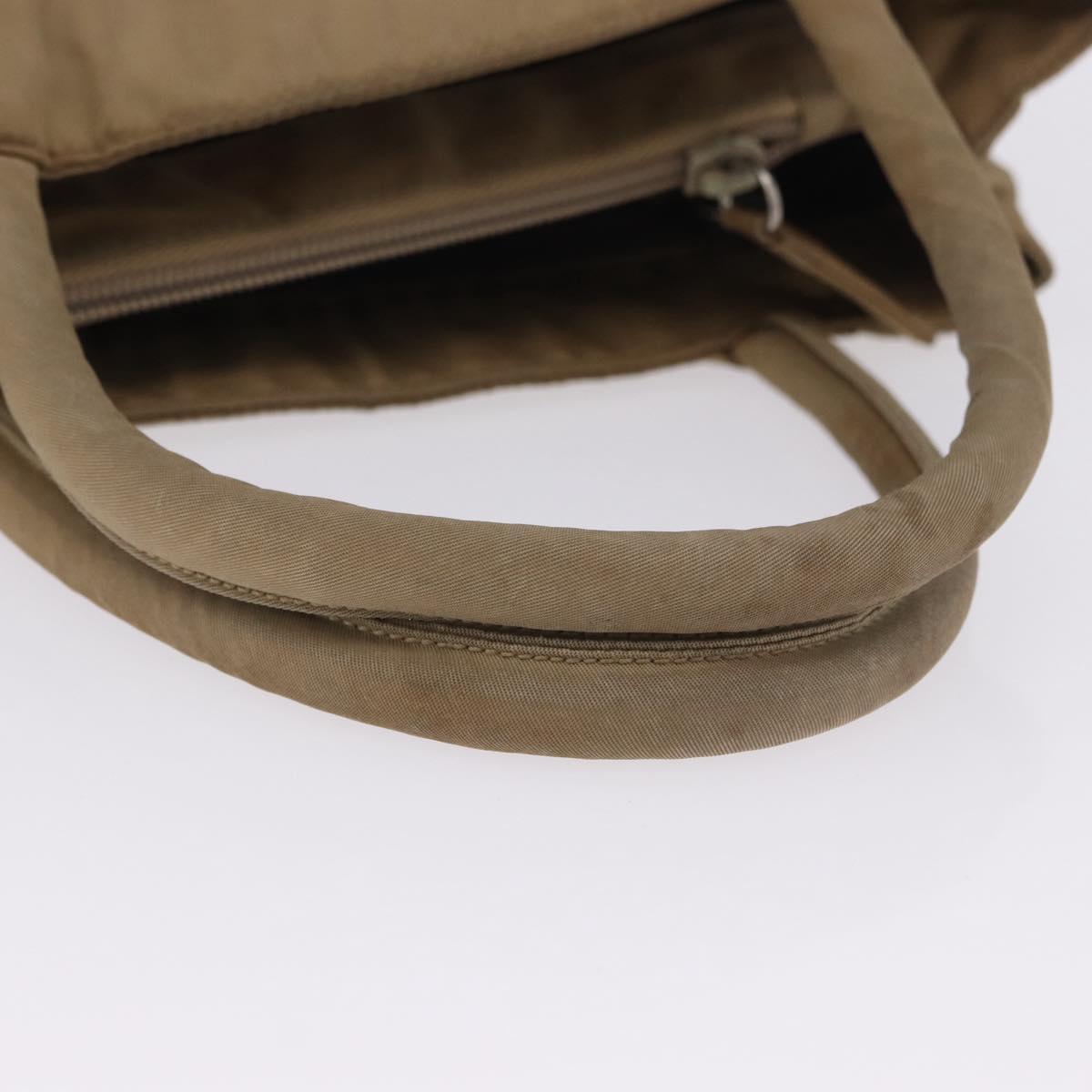 PRADA Hand Bag Nylon Beige Auth ar14168