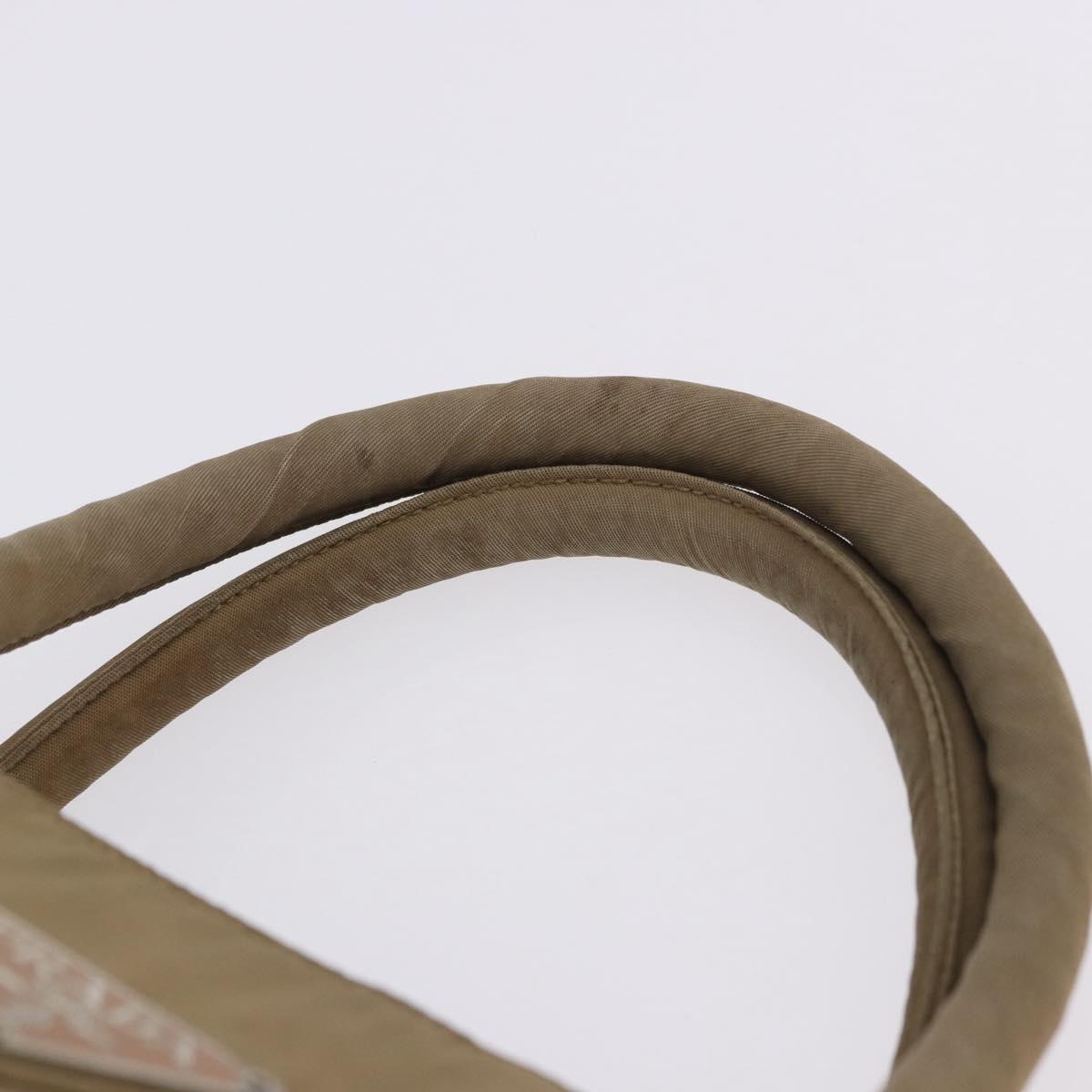 PRADA Hand Bag Nylon Beige Auth ar14168
