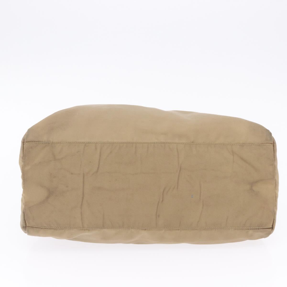 PRADA Hand Bag Nylon Beige Auth ar14168