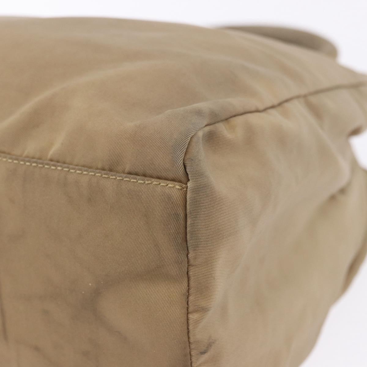 PRADA Hand Bag Nylon Beige Auth ar14168