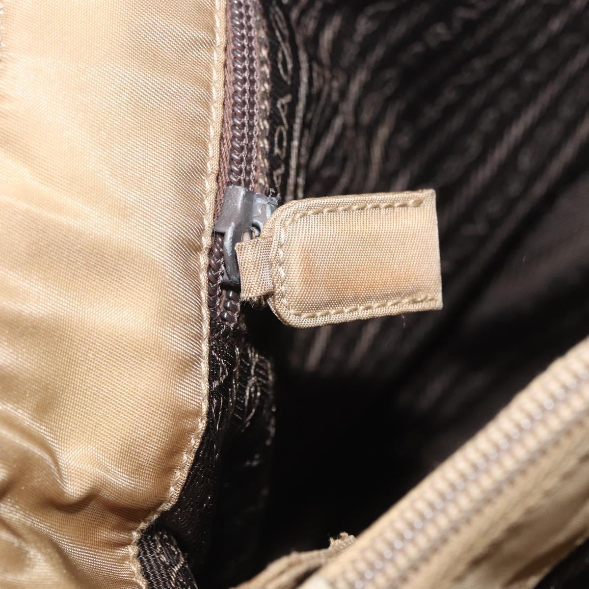 PRADA Hand Bag Nylon Beige Auth ar14168