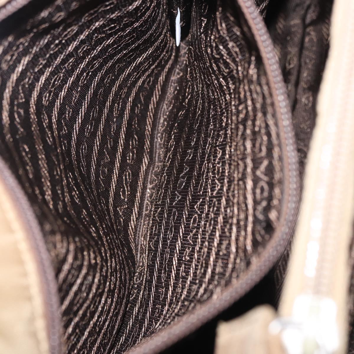 PRADA Hand Bag Nylon Beige Auth ar14168