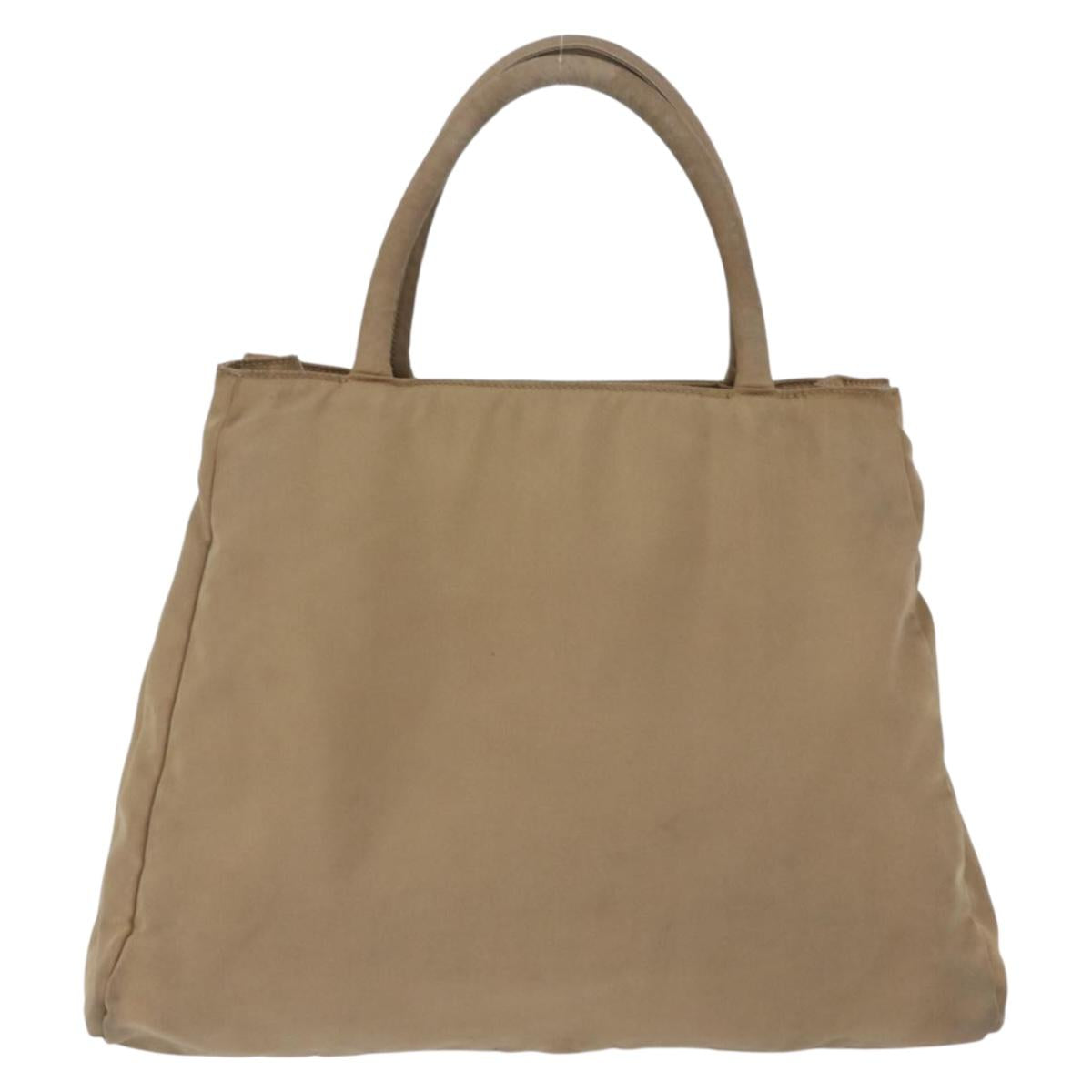 PRADA Hand Bag Nylon Beige Auth ar14168