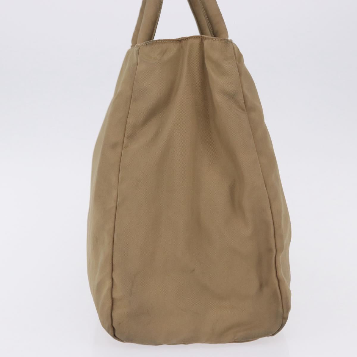 PRADA Hand Bag Nylon Beige Auth ar14168