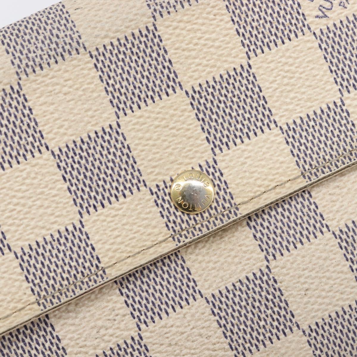 LOUIS VUITTON Damier Azur Portefeuille Sarah Long Wallet N63208 LV Auth ar14170