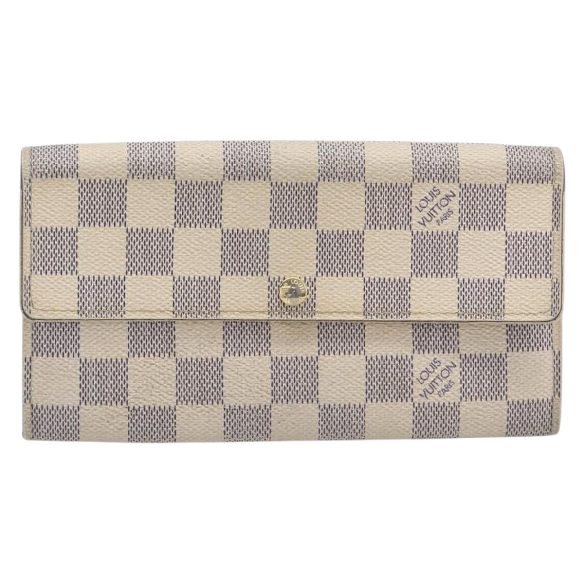 LOUIS VUITTON Damier Azur Portefeuille Sarah Long Wallet N63208 LV Auth ar14170