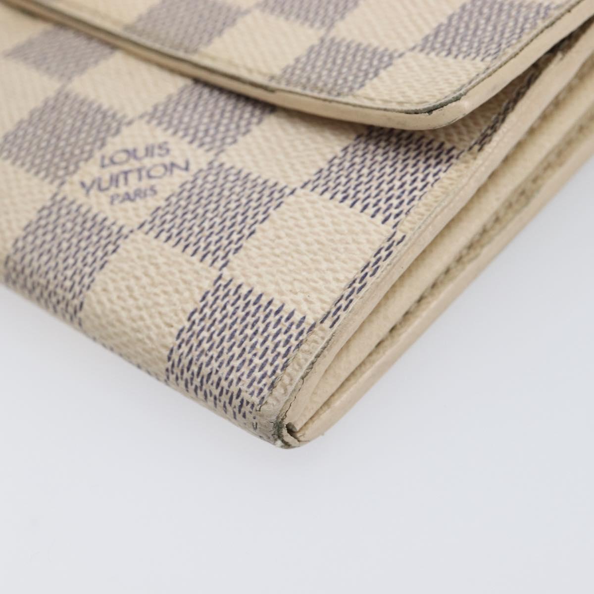 LOUIS VUITTON Damier Azur Portefeuille Sarah Long Wallet N63208 LV Auth ar14170