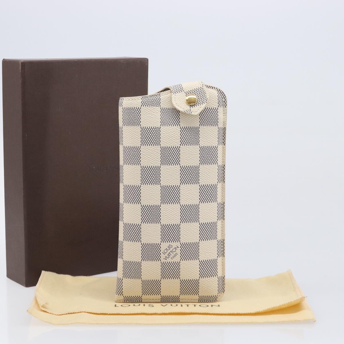 LOUIS VUITTON Damier Azur Etui lunet MM Glasses Case N60025 LV Auth ar14172V